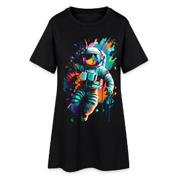 Astronaute de couleur dans l’espace spatial - Robe T-shirt Femme - noir - Devant