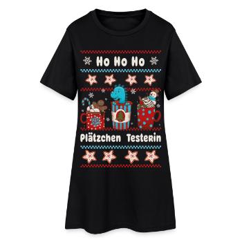Hohoho Cookie Tester Noël avec Dino - Robe T-shirt Femme - noir - Devant