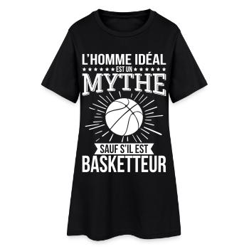 Der ideale Mann ist ein Mythos, es sei denn, er ist ein Basketballspieler - Frauen T-Shirt-Kleid - Schwarz - Vorne