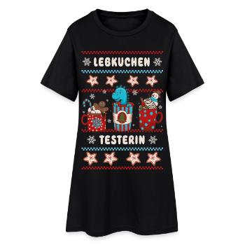 Testeur de pain d’épices de Noël avec Dino - Robe T-shirt Femme - noir - Devant