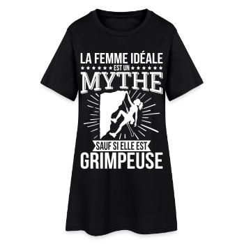 Die ideale Frau, Mythos, es sei denn, sie ist Kletterin - Frauen T-Shirt-Kleid - Schwarz - Vorne