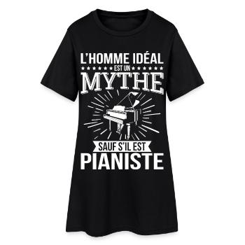 Der ideale Mensch ist ein Mythos, es sei denn, er ist Pianist - Frauen T-Shirt-Kleid - Schwarz - Vorne