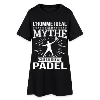 Der ideale Mann ist ein Mythos, es sei denn, er spielt Padel - Frauen T-Shirt-Kleid - Schwarz - Vorne