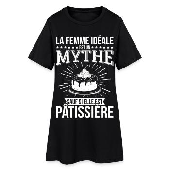 Die ideale Frau, ein Mythos, es sei denn, sie ist Konditorin - Frauen T-Shirt-Kleid - Schwarz - Vorne