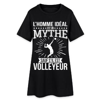 Der ideale Mann, ein Mythos, es sei denn, er ist Volleyballspieler - Frauen T-Shirt-Kleid - Schwarz - Vorne