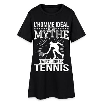 L’homme idéal un mythe sauf s’il joue au tennis - Robe T-shirt Femme - noir - Devant