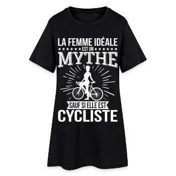 Die ideale Frau, ein Mythos, es sei denn, sie ist Radfahrerin - Frauen T-Shirt-Kleid - Schwarz - Vorne
