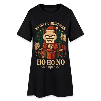 Noël miaousse Ho Ho Ho No Cat - Robe T-shirt Femme - noir - Devant
