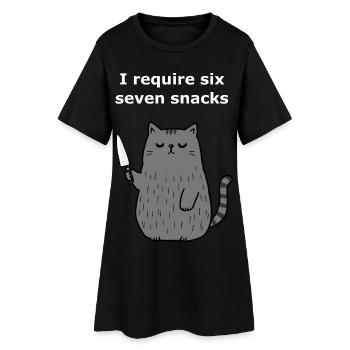 6-7 Mème Internet 6 7 Snack Cat - Robe T-shirt Femme - noir - Devant