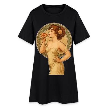 Pin-up Art nouveau : Femme élégante avec une pizza - Robe T-shirt Femme - noir - Devant