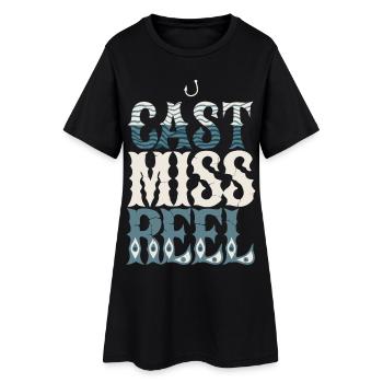 Miss Reel werfen – Angeln - Frauen T-Shirt-Kleid - Schwarz - Vorne