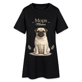 Mops Mama – Geschenk für Mops Liebhaberinnen - Frauen T-Shirt-Kleid - Schwarz - Vorne