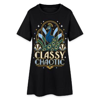 Art déco paon chaotique et élégant - Robe T-shirt Femme - noir - Devant