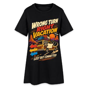 Mauvais tournant, bon chemin, humour de voyage en route de vacances - Robe T-shirt Femme - noir - Devant