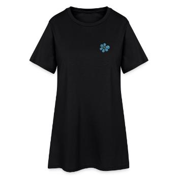 Embroidered daisy - Women’s T-Shirt Dress - black - Front