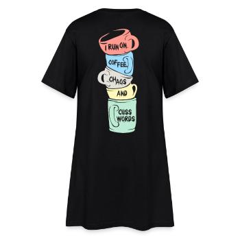Kaffee - Frauen T-Shirt-Kleid - Schwarz - Hinten