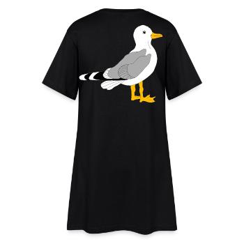 Whimsical Grey Wing Duck Illustration - Women’s T-Shirt Dress - black - Back