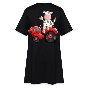 Cow drives a tractor - Women’s T-Shirt Dress - black - Back