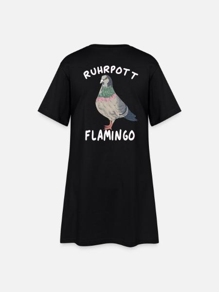 Ruhrpott Flamingo Taube - Frauen T-Shirt-Kleid - Schwarz