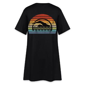 Schwimmen Schwimmer Retro - Frauen T-Shirt-Kleid - Schwarz - Hinten