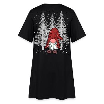 Winter Xmas Forest Gnome Dwarf Woodland Dweller Child - Women’s T-Shirt Dress - black - Back