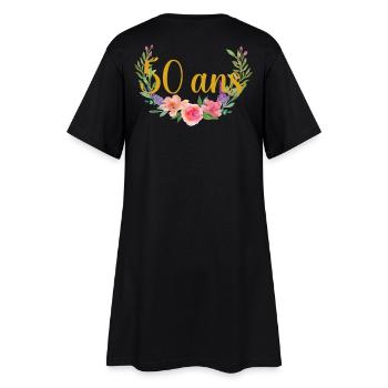age anniversaire fleurs 50 ans - Robe T-shirt Femme - noir - Dos
