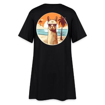 Llama on the beach with sunglasses - Women’s T-Shirt Dress - black - Back