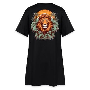 Portrait de lion avec végétation tropicale - Robe T-shirt Femme - noir - Dos