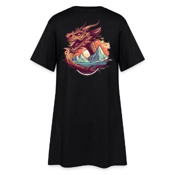 Legendärer Drachentraum mit Bergpanorama - Frauen T-Shirt-Kleid - Schwarz - Hinten