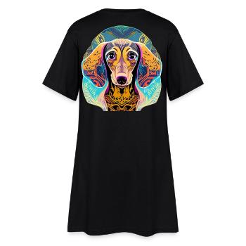 Dackel - Frauen T-Shirt-Kleid - Schwarz - Hinten