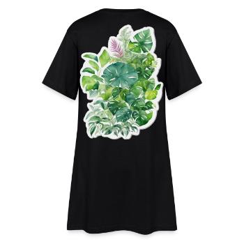 Dschungelblätter - Frauen T-Shirt-Kleid - Schwarz - Hinten