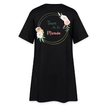 Team de la mariée - frame or et fleurs - Robe T-shirt Femme - noir - Dos