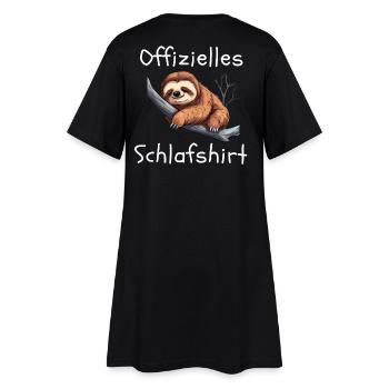 Offizielles Schlafshirt mit süßem Faultier - Frauen T-Shirt-Kleid - Schwarz - Hinten