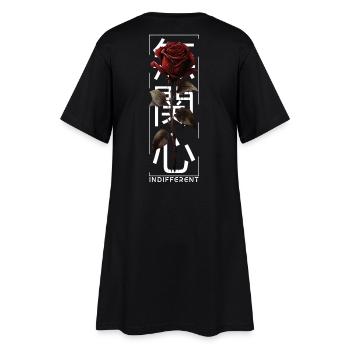 Indifferent Rose Japanische Schrift Edgy Aesthetic - Frauen T-Shirt-Kleid - Schwarz - Hinten