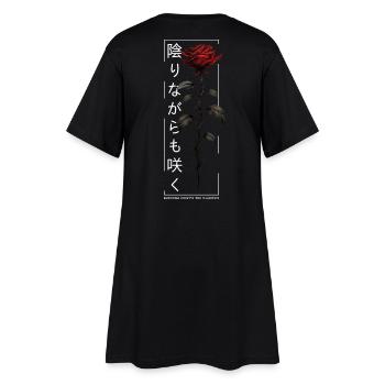 Blossom Despite The Shadow Rose Japanische Schrift - Frauen T-Shirt-Kleid - Schwarz - Hinten