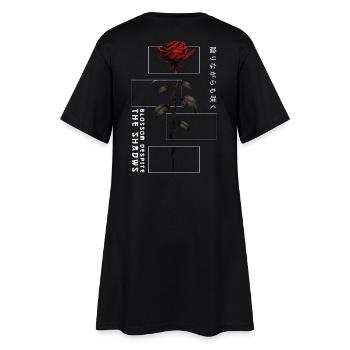 Blossom Despite The Shadow Rose Japanische Schrift - Frauen T-Shirt-Kleid - Schwarz - Hinten