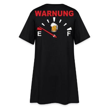 Warnung mit Bierglas Motiv - Frauen T-Shirt-Kleid - Schwarz - Hinten