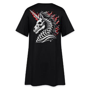 Flammendes Skelettross - Frauen T-Shirt-Kleid - Schwarz - Hinten