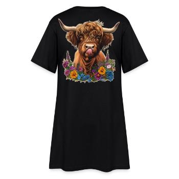 Bovins Highland avec des fleurs - Robe T-shirt Femme - noir - Dos