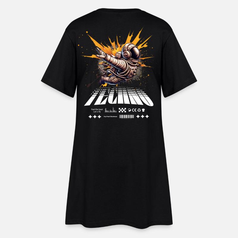Astronaute en Spray Splash Techno - Robe T-shirt Femme - noir