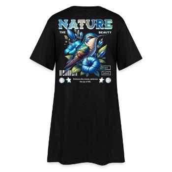 Colibri bleu avec fleurs Art de la nature - Robe T-shirt Femme - noir - Dos