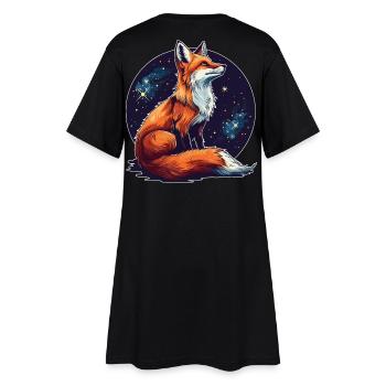 Fuchs mit Sternen - Frauen T-Shirt-Kleid - Schwarz - Hinten