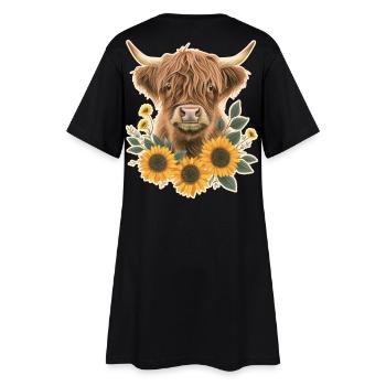 Bovins des Highlands avec des fleurs - Robe T-shirt Femme - noir - Dos