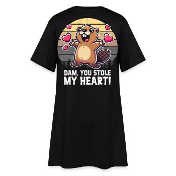 Dam, you stole my heart – Funny Beaver - Women’s T-Shirt Dress - black - Back