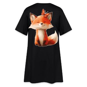 Fuchs mit Schmetterling - Frauen T-Shirt-Kleid - Schwarz - Hinten