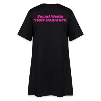 SOCIAL MEDIA STOLE ROMANCE DAMEN - Frauen T-Shirt-Kleid - Schwarz - Hinten