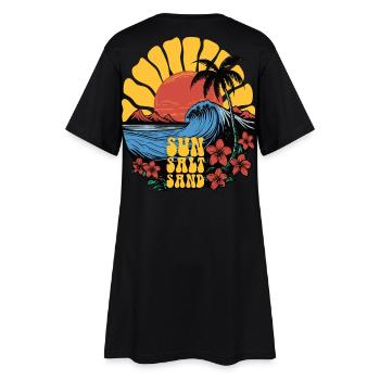 Sun, Salt, Sand! Beach Shirt! - Frauen T-Shirt-Kleid - Schwarz - Hinten
