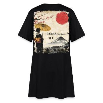 Gaisha with umbrella - Fuji japan vintage - Women’s T-Shirt Dress - black - Back