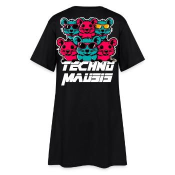 Techno Mausis - Frauen T-Shirt-Kleid - Schwarz - Hinten