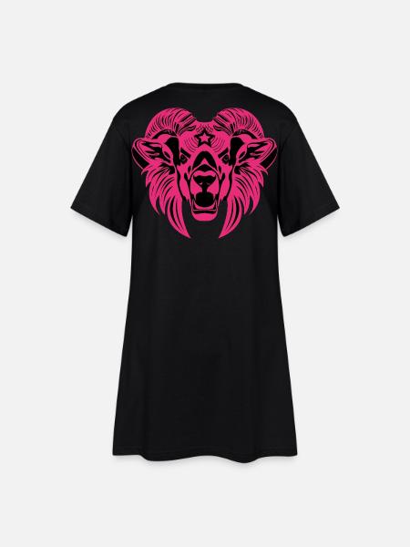 Tête d’animal – Animal mythique, Animal, Lion, Chèvre, Bélier, Bouc - Robe T-shirt Femme - noir